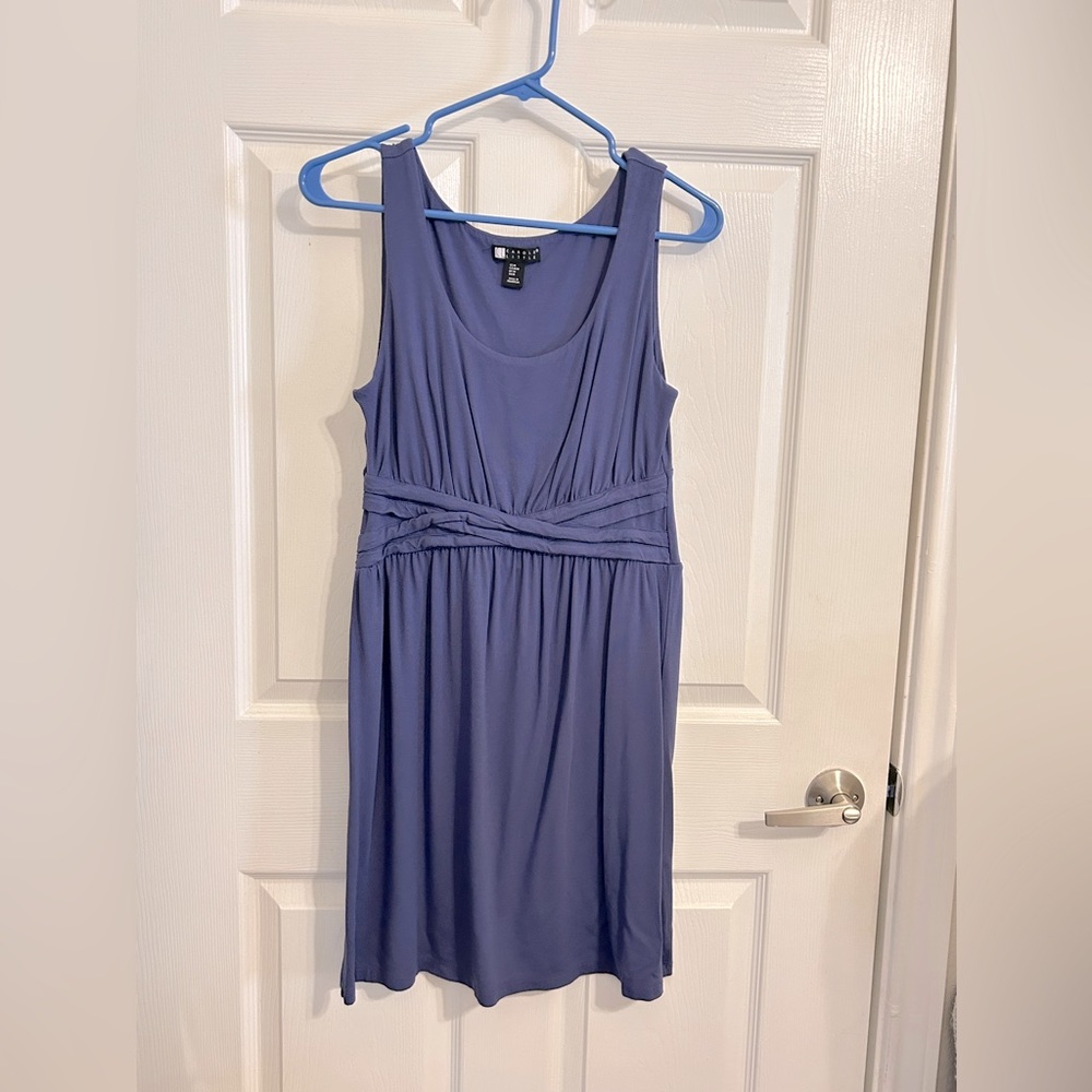Beautiful slate blue dress. Very flattering!